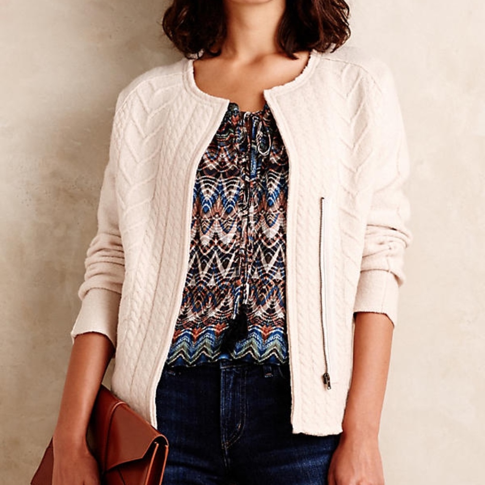 Anth Knitted and Knotted Cream Ivory Blazer XXS
